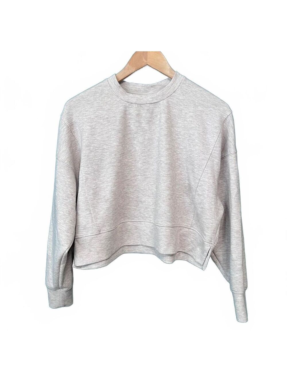 Yogalicious Lux Scuba Zuri Pullover Oatmeal Heather Cropped Sweatshirt Size S